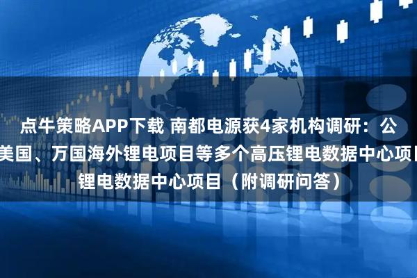 点牛策略APP下载 南都电源获4家机构调研：公司今年连续中标美国、万国海外锂电项目等多个高压锂电数据中心项目（附调研问答）